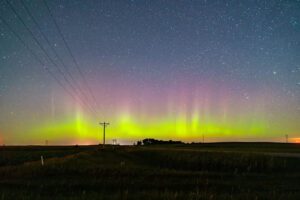 A view of a hemp field in North Dakota at night